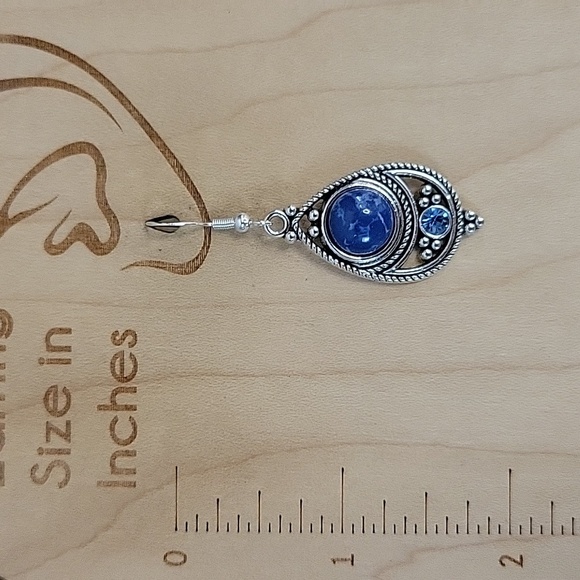 LAPIS LAZULI BOHO DROP EARRINGS - Picture 5 of 7